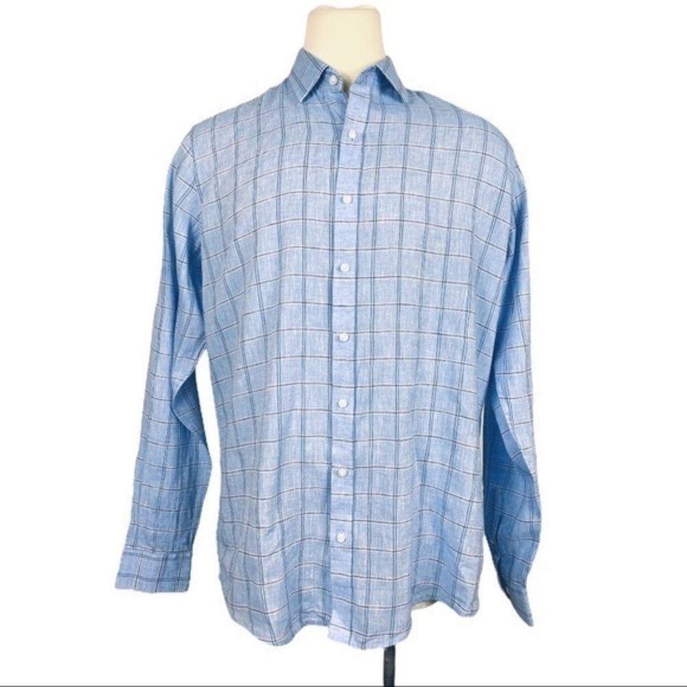 Buttoned Down Men’s Blue‎ Plaid Button Down XL